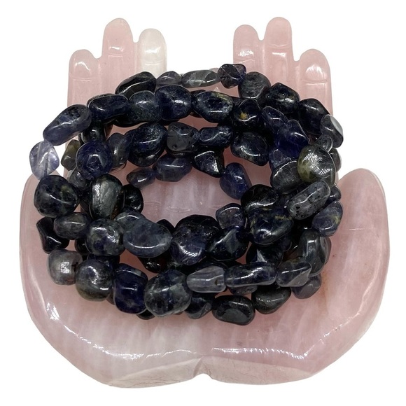 Iolite Beaded Stretch Bracelet Gemstone Stone Crystal Tumbled - Picture 2 of 8